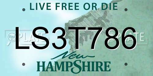 LS3T786 New Hampshire License Plate