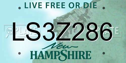 LS3Z286 New Hampshire License Plate