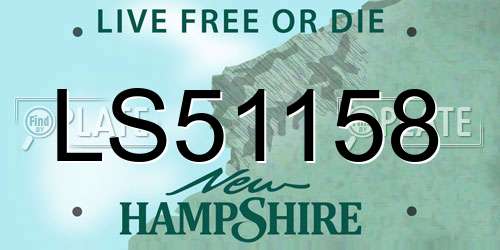 LS51158 New Hampshire License Plate