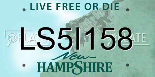 LS5I158 New Hampshire License Plate