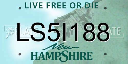 LS5I188 New Hampshire License Plate