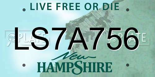LS7A756 New Hampshire License Plate