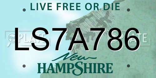 LS7A786 New Hampshire License Plate