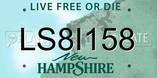 LS8I158 New Hampshire License Plate