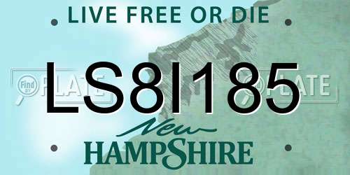 LS8I185 New Hampshire License Plate