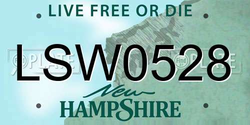 LSW0528 New Hampshire License Plate