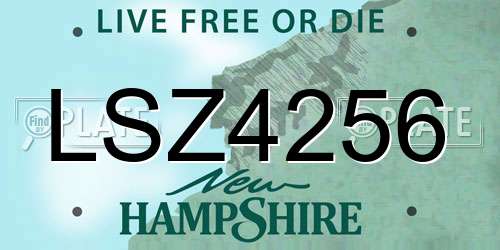 LSZ4256 New Hampshire License Plate