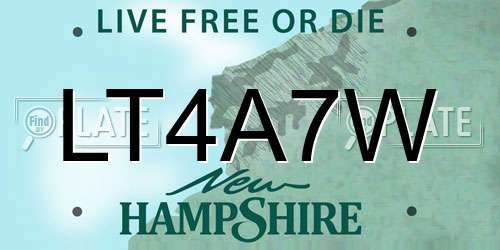 LT4A7W New Hampshire License Plate