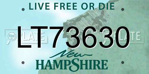 LT73630 New Hampshire License Plate