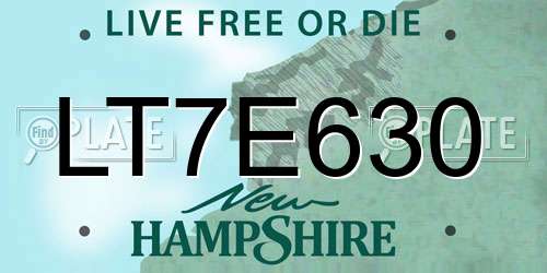 LT7E630 New Hampshire License Plate