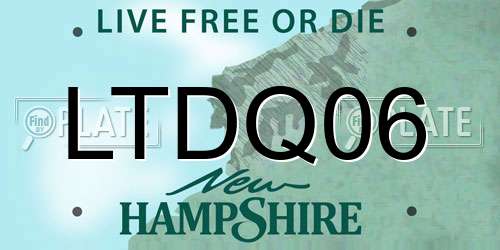 LTDQ06 New Hampshire License Plate