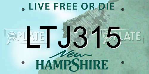 LTJ315 New Hampshire License Plate