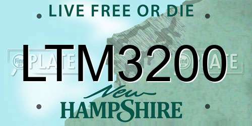 LTM3200 New Hampshire License Plate