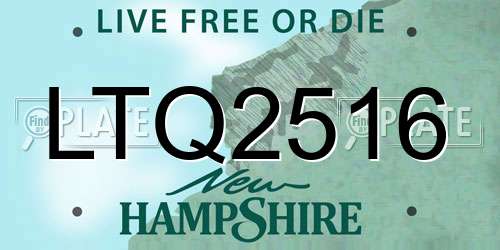LTQ2516 New Hampshire License Plate