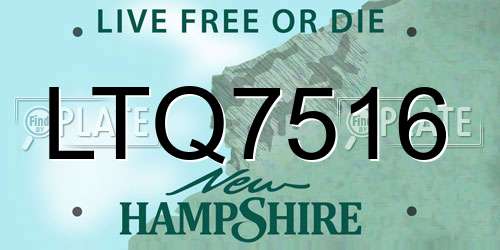 LTQ7516 New Hampshire License Plate