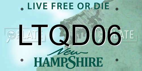 LTQD06 New Hampshire License Plate