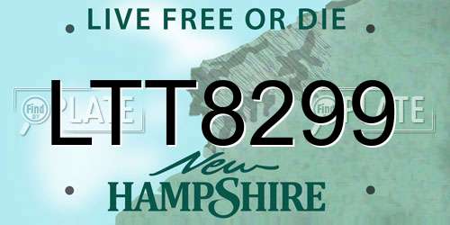 LTT8299 New Hampshire License Plate