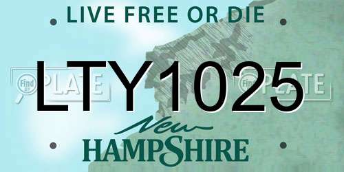LTY1025 New Hampshire License Plate