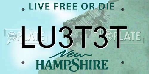 LU3T3T New Hampshire License Plate
