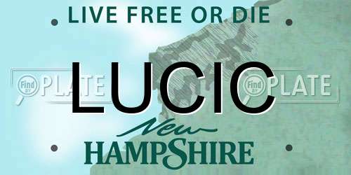LUCIC New Hampshire License Plate