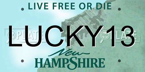 LUCKY13 New Hampshire License Plate