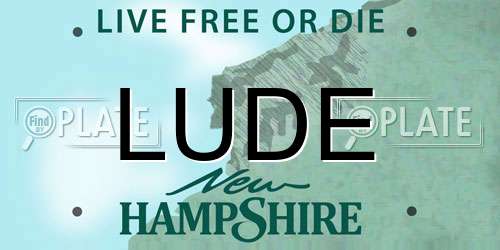 LUDE New Hampshire License Plate