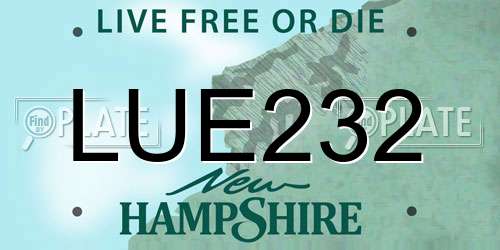 LUE232 New Hampshire License Plate
