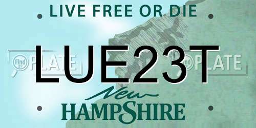 LUE23T New Hampshire License Plate