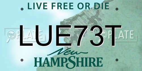 LUE73T New Hampshire License Plate