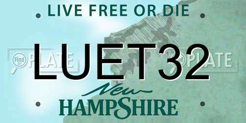LUET32 New Hampshire License Plate
