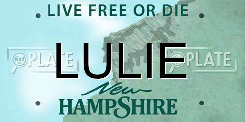 LULIE New Hampshire License Plate