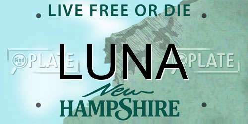 LUNA New Hampshire License Plate