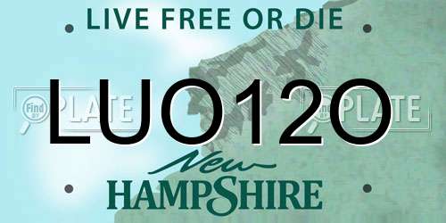 LUO12O New Hampshire License Plate