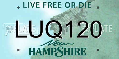 LUQ120 New Hampshire License Plate