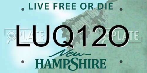 LUQ12O New Hampshire License Plate