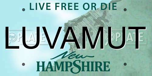 LUVAMUT New Hampshire License Plate
