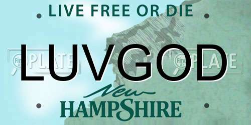LUVGOD New Hampshire License Plate