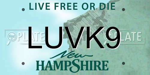 LUVK9 New Hampshire License Plate