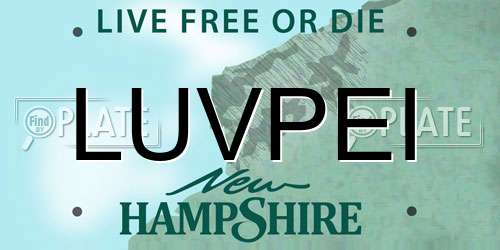LUVPEI New Hampshire License Plate