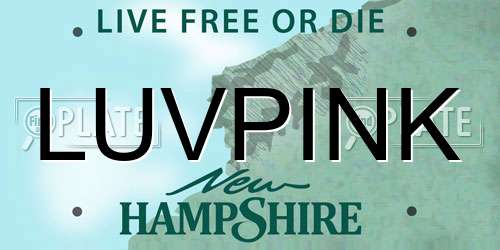 LUVPINK New Hampshire License Plate