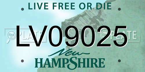 LV09025 New Hampshire License Plate