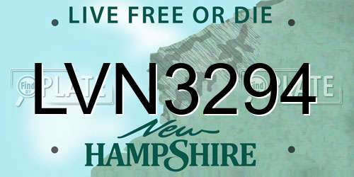 LVN3294 New Hampshire License Plate