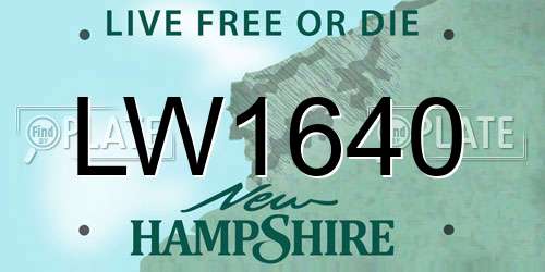 LW1640 New Hampshire License Plate
