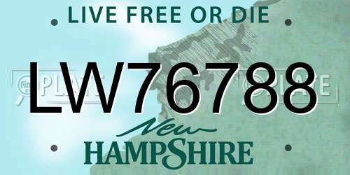 LW76788 New Hampshire License Plate