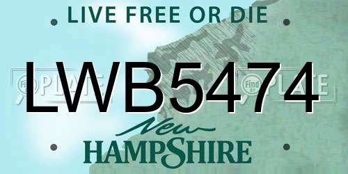 LWB5474 New Hampshire License Plate