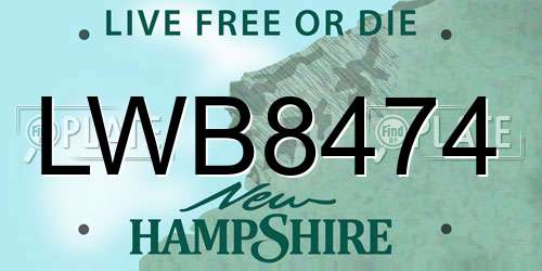 LWB8474 New Hampshire License Plate