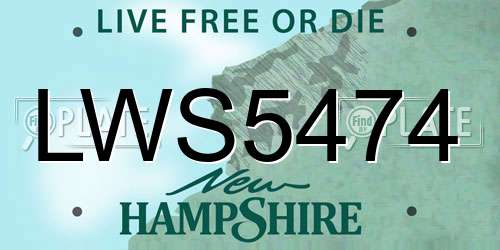 LWS5474 New Hampshire License Plate