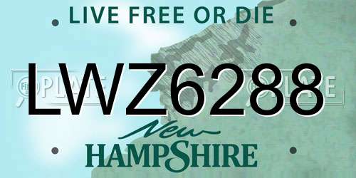 LWZ6288 New Hampshire License Plate