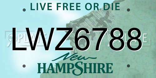 LWZ6788 New Hampshire License Plate