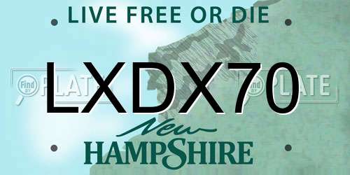 LXDX70 New Hampshire License Plate